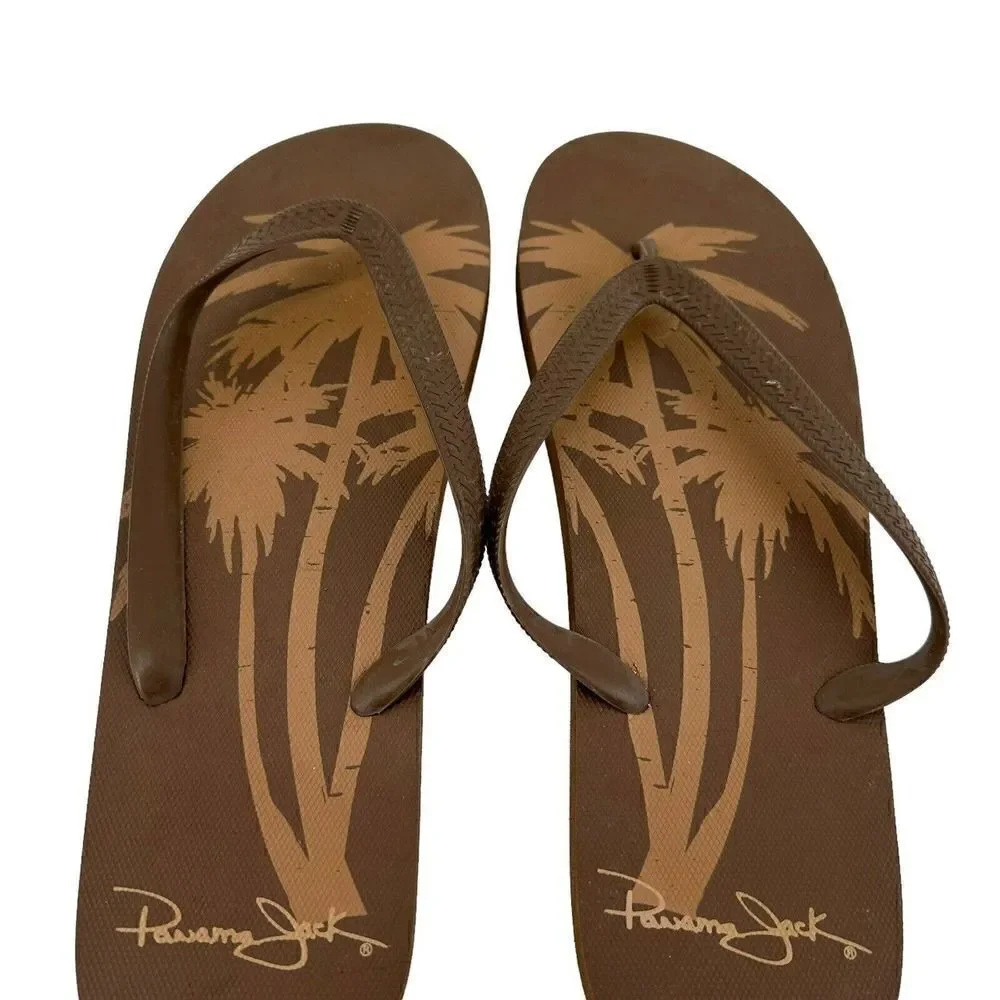 Panama Jack Flip Flops Mens Size 12 Brown Thong Slip On Tropical Beach Casual